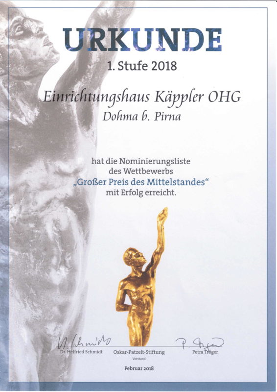 Urkunde Mittelstandspreis