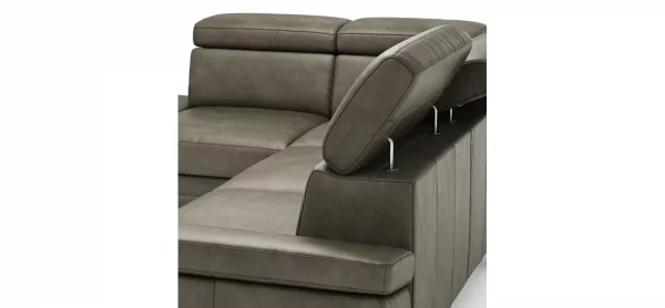 Ecksofa Hudson - Ecke links mit 2,5-Sitzer inkl. Kopfteil verstellbar, Leder, Braungrün – Bild 3