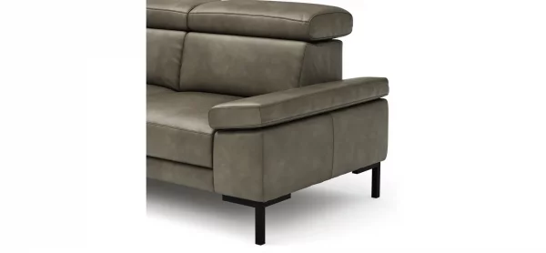 Ecksofa Hudson - Ecke links mit 2,5-Sitzer inkl. Kopfteil verstellbar, Leder, Braungrün – Bild 4