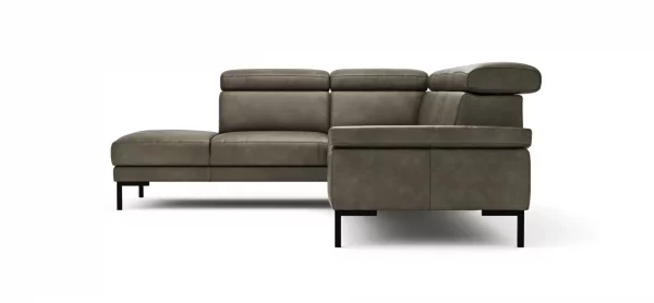 Ecksofa Hudson - Ecke links mit 2,5-Sitzer inkl. Kopfteil verstellbar, Leder, Braungrün – Bild 7