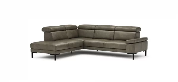 Ecksofa Hudson - Ecke links mit 2,5-Sitzer inkl. Kopfteil verstellbar, Leder, Braungrün – Bild 8