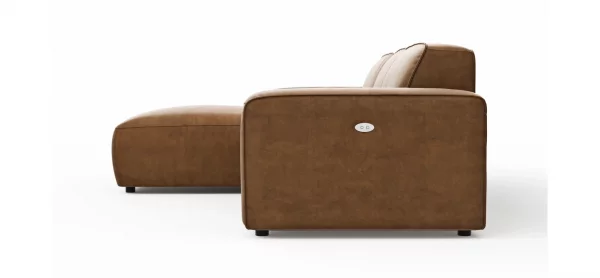Ecksofa Denver - Longchair links mit 2,5-Sitzer inkl. Sitzvorzug (motorisch), Stoff, Braun – Bild 9