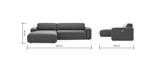 Ecksofa Denver - Longchair links mit 2,5-Sitzer inkl. Sitzvorzug (motorisch), Stoff, Braun – Bild 10