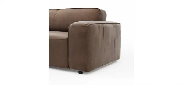 Ecksofa Denver - Longchair links mit 2,5-Sitzer, Leder, Braun – Bild 3