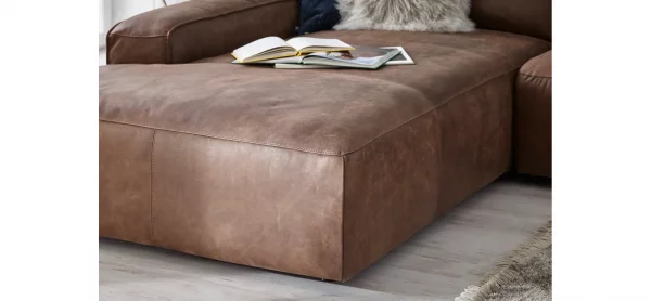Ecksofa Denver - Longchair links mit 2,5-Sitzer, Leder, Braun – Bild 8