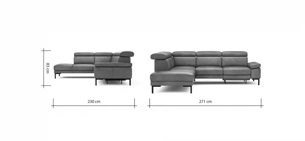Ecksofa Hudson - Ecke links mit 2,5-Sitzer inkl. Kopfteil/Armlehne verstellbar und Sitzvorzug/Relaxfunktion (motorisch), Leder, Braungrün – Bild 13