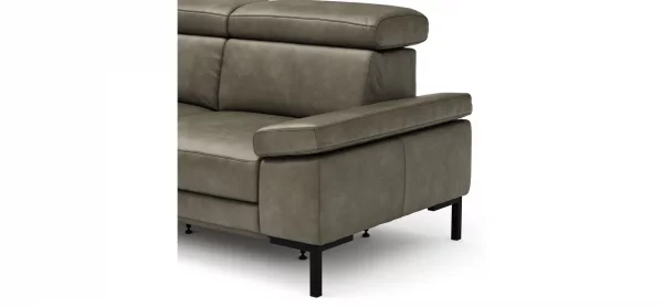 Ecksofa Hudson - Ecke links mit 2,5-Sitzer inkl. Kopfteil/Armlehne verstellbar und Sitzvorzug/Relaxfunktion (motorisch), Leder, Braungrün – Bild 5