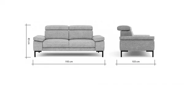 Sofa Hudson - 2,5-Sitzer inkl. Kopfteil verstellbar, Stoff, Hellgrau – Bild 11