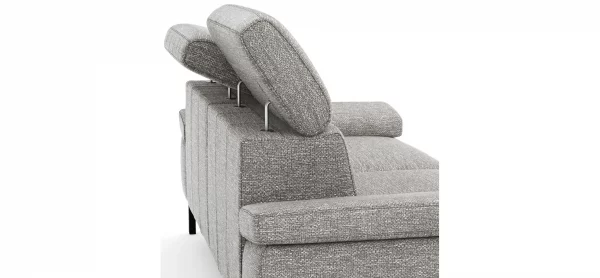 Sofa Hudson - 2,5-Sitzer inkl. Kopfteil verstellbar, Stoff, Hellgrau – Bild 3