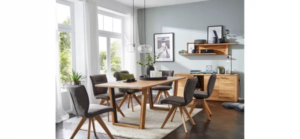 Esstisch Belfast - LB ca. 220x100 cm, Eiche massiv, mit Metalleinlage im Gestell – Bild 2