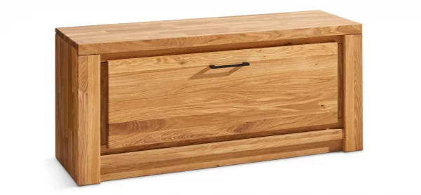 Schuhschrank Farmingdale - Eiche massiv, natur geölt mit Sitzkissen schwarz – Bild 9