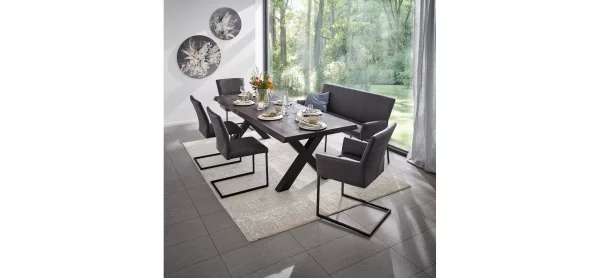 Bank Edmonton - Breite ca. 180 cm, Leder, Anthrazit – Bild 2