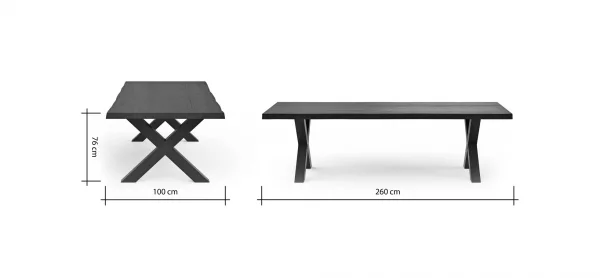Esstisch Clifton - LB ca. 260x100 cm, Zerreiche massiv, Smoke – Bild 9