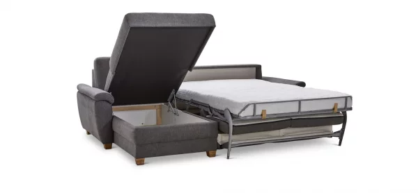 Ecksofa Lakeville - Longchair links mit 2-Sitzer inkl. Schlaffunktion mit Bettkasten, Stoff, Grau – Bild 11