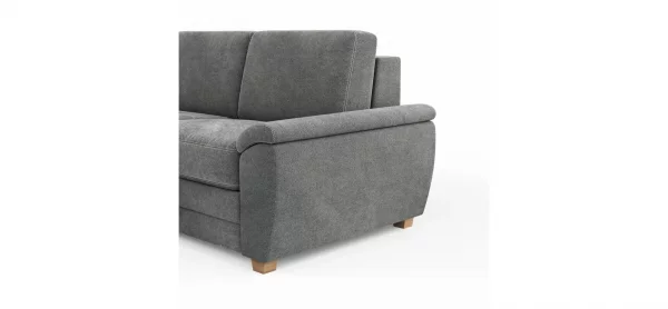 Ecksofa Lakeville - Longchair links mit 2-Sitzer inkl. Schlaffunktion mit Bettkasten, Stoff, Grau – Bild 4