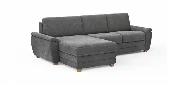 Ecksofa Lakeville - Longchair links mit 2-Sitzer inkl. Schlaffunktion mit Bettkasten, Stoff, Grau – Bild 6
