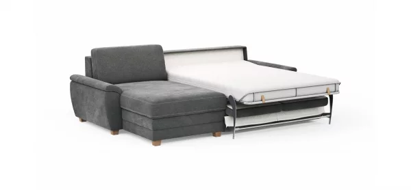 Ecksofa Lakeville - Longchair links mit 2-Sitzer inkl. Schlaffunktion mit Bettkasten, Stoff, Grau – Bild 7