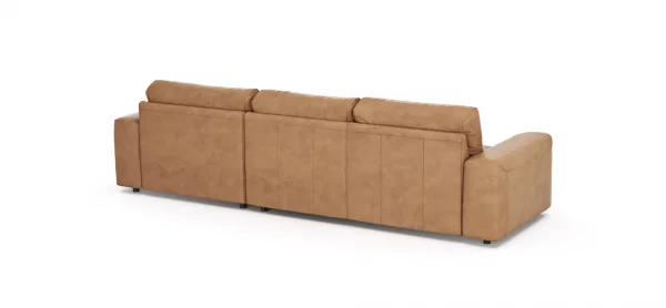 Ecksofa Balok - 2,5-Sitzer mit Longchair groß rechts, Leder, Cognac – Bild 6