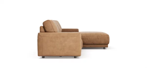 Ecksofa Balok - 2,5-Sitzer mit Longchair groß rechts, Leder, Cognac – Bild 7