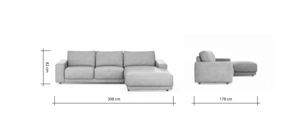 Ecksofa Balok - 2,5-Sitzer mit Longchair groß rechts, Leder, Cognac – Bild 9