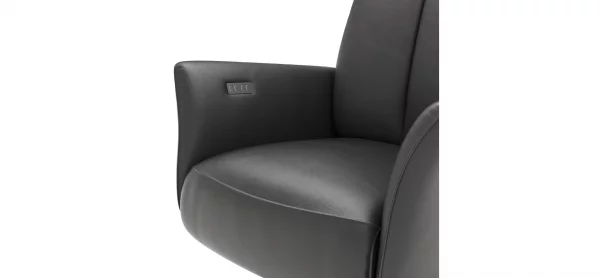 Drehsessel Aberdeen - Größe L, inkl. Relaxfunktion (motorisch) und Kopfteil verstellbar, Leder, Schwarz – Bild 4