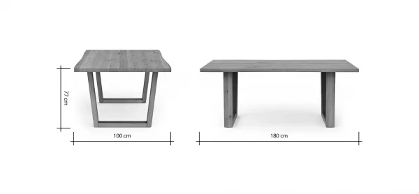 Esstisch Belfast - LB ca. 180x100 cm, Eiche massiv, mit Metalleinlage im Gestell – Bild 7