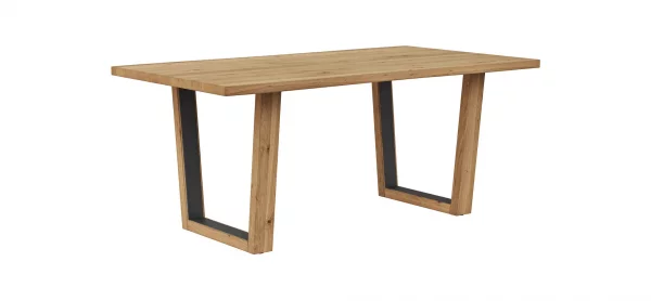 Esstisch Belfast - LB ca. 180x100 cm, Eiche massiv, mit Metalleinlage im Gestell