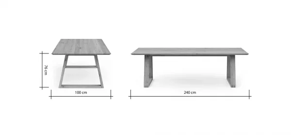 Esstisch Belfast - LB ca. 240x100 cm, Eiche massiv, Legno, Trapezgestell – Bild 7