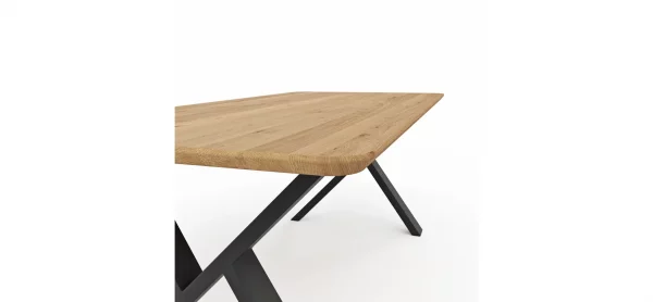 Esstisch Belfast - LB ca. 220x100 cm, Eiche massiv, X-Gestell asymmetrisch – Bild 2