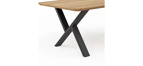 Esstisch Belfast - LB ca. 220x100 cm, Eiche massiv, X-Gestell asymmetrisch – Bild 3