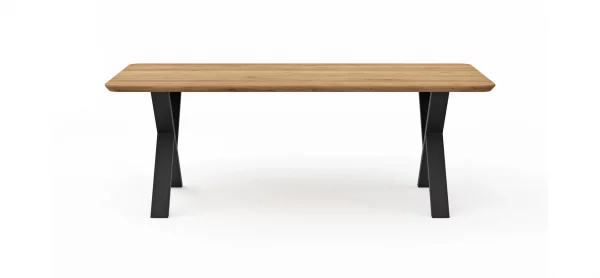 Esstisch Belfast - LB ca. 220x100 cm, Eiche massiv, X-Gestell asymmetrisch – Bild 5