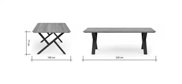 Esstisch Belfast - LB ca. 220x100 cm, Eiche massiv, X-Gestell asymmetrisch – Bild 7
