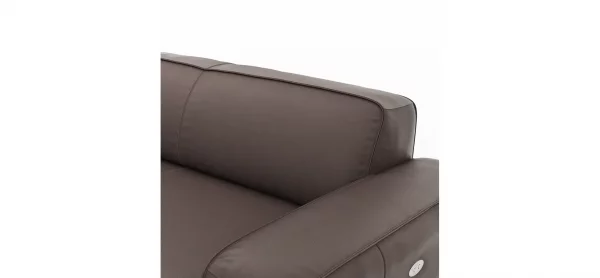 Ecksofa Denver - Longchair links, groß mit 2,5 Sitzer, inkl. Sitzvorzug (motorisch), Leder, Mocca – Bild 3
