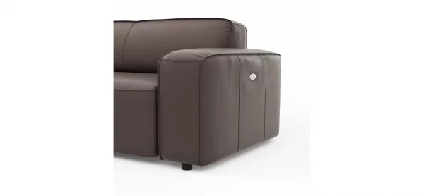 Ecksofa Denver - Longchair links, groß mit 2,5 Sitzer, inkl. Sitzvorzug (motorisch), Leder, Mocca – Bild 4