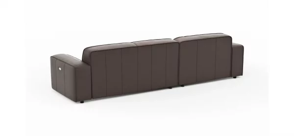 Ecksofa Denver - Longchair links, groß mit 2,5 Sitzer, inkl. Sitzvorzug (motorisch), Leder, Mocca – Bild 6