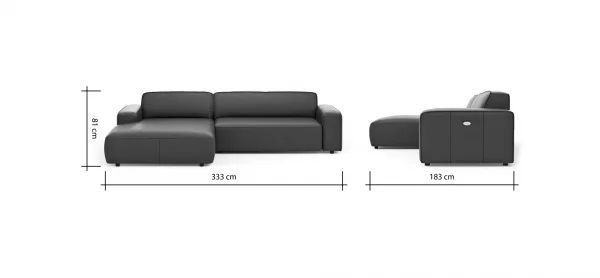Ecksofa Denver - Longchair links, groß mit 2,5 Sitzer, inkl. Sitzvorzug (motorisch), Leder, Mocca – Bild 8