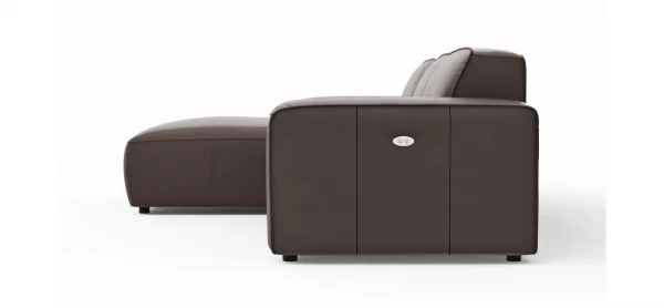 Ecksofa Denver - Longchair links, groß mit 2,5 Sitzer, inkl. Sitzvorzug (motorisch), Leder, Mocca – Bild 9