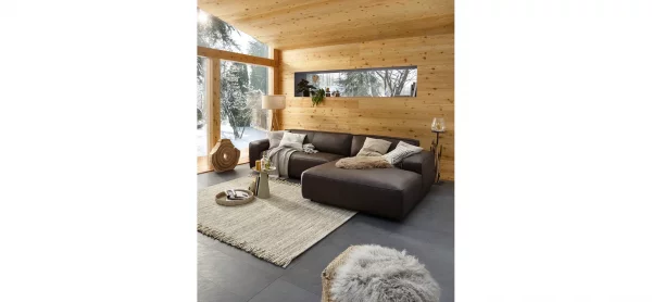 Ecksofa Denver - 2,5-Sitzer mit Longchair rechts, groß, Leder, Mocca – Bild 2