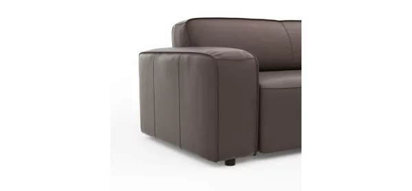 Ecksofa Denver - 2,5-Sitzer mit Longchair rechts, groß, Leder, Mocca – Bild 4
