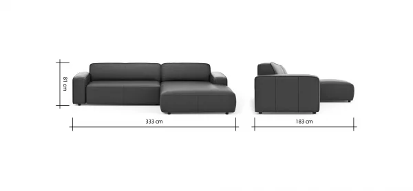 Ecksofa Denver - 2,5-Sitzer mit Longchair rechts, groß, Leder, Mocca – Bild 7