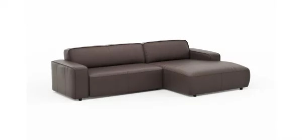 Ecksofa Denver - 2,5-Sitzer mit Longchair rechts, groß, Leder, Mocca – Bild 8