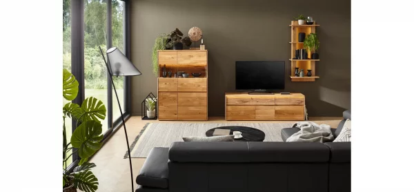 Highboard Hillsboro - inkl. Beleuchtung, Wildeiche natur, geölt – Bild 2