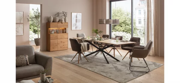 Highboard Hillsboro - inkl. Beleuchtung, Wildeiche natur, geölt – Bild 3