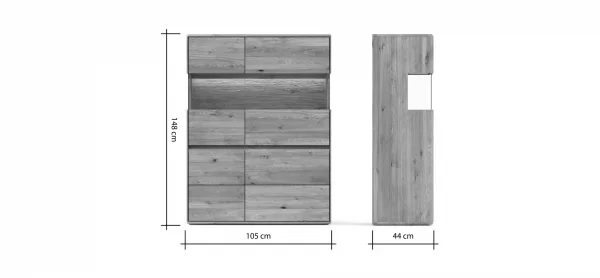 Highboard Hillsboro - inkl. Beleuchtung, Wildeiche natur, geölt – Bild 9