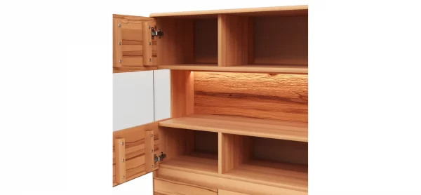 Highboard Hillsboro - inkl. Beleuchtung, Buche/Kernbuche natur, geölt – Bild 3