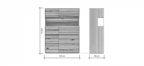 Highboard Hillsboro - inkl. Beleuchtung, Buche/Kernbuche natur, geölt – Bild 7