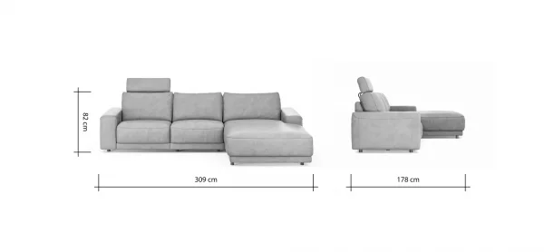 Ecksofa Balok - 2,5-Sitzer mit Longchair groß rechts, inkl. Relaxfunktion (motorisch) und Kopfstütze, Leder, Cognac – Bild 11