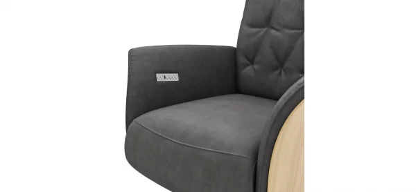 Drehsessel Aberdeen - Größe M, inkl. Relaxfunktion (motorisch), Aufstehhilfe, Holzblende furniert, Eiche, Stoff, Anthrazit – Bild 3