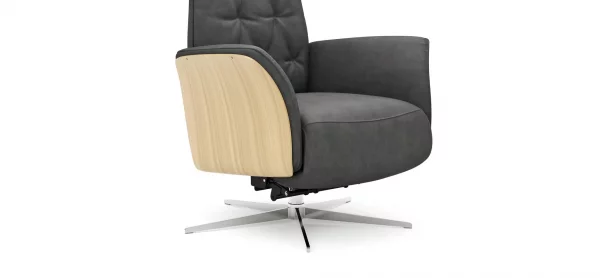 Drehsessel Aberdeen - Größe M, inkl. Relaxfunktion (motorisch), Aufstehhilfe, Holzblende furniert, Eiche, Stoff, Anthrazit – Bild 4