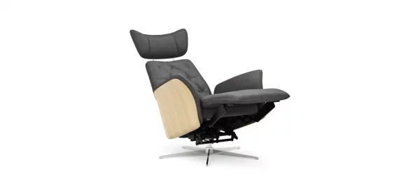 Drehsessel Aberdeen - Größe M, inkl. Relaxfunktion (motorisch), Aufstehhilfe, Holzblende furniert, Eiche, Stoff, Anthrazit – Bild 5